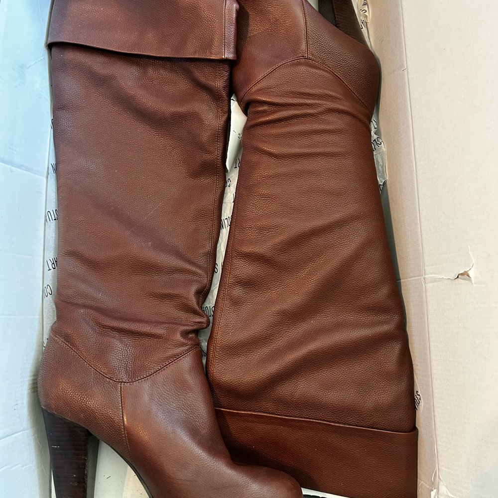 Colin Stuart Brown Over the Knee Boots with Polished Finish